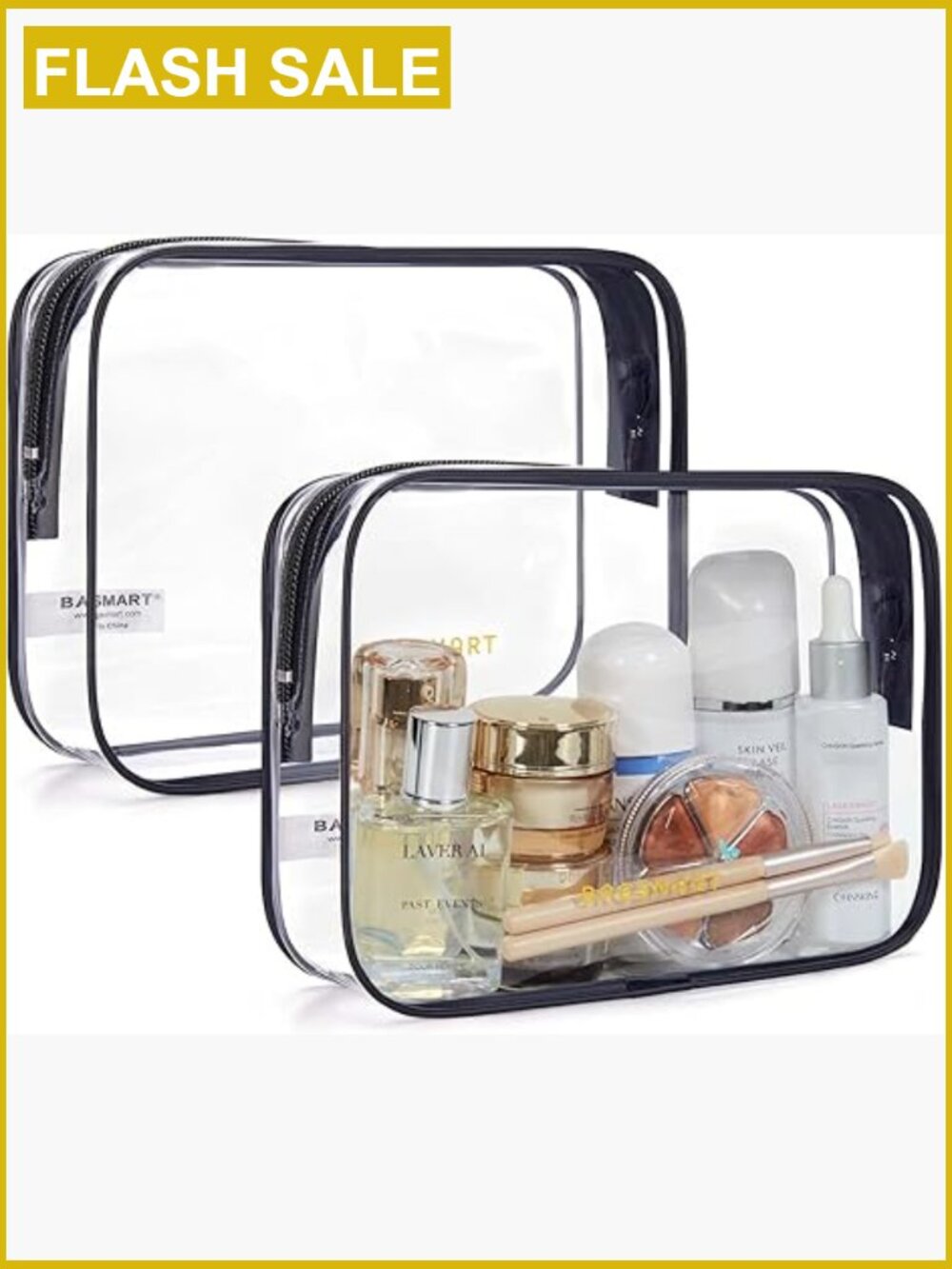 Clear Toiletry Bag 2 Pack TSA Approved Travel Size Quart Bags Waterproof Makeup